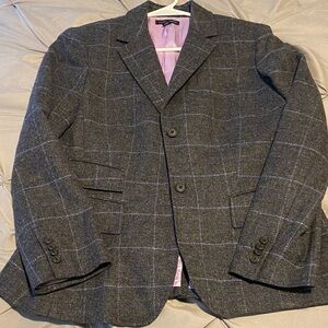 Lands' End Charcoal Checkered Blazer
